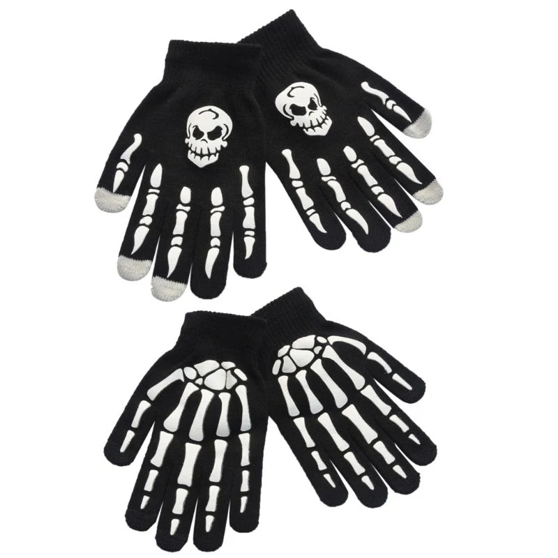 

Warmom Children Kids Halloween Gloves Kids Mittens Gloves For Halloween Gift Luminous Skull Baby Boys Girls Winter Warm Gloves