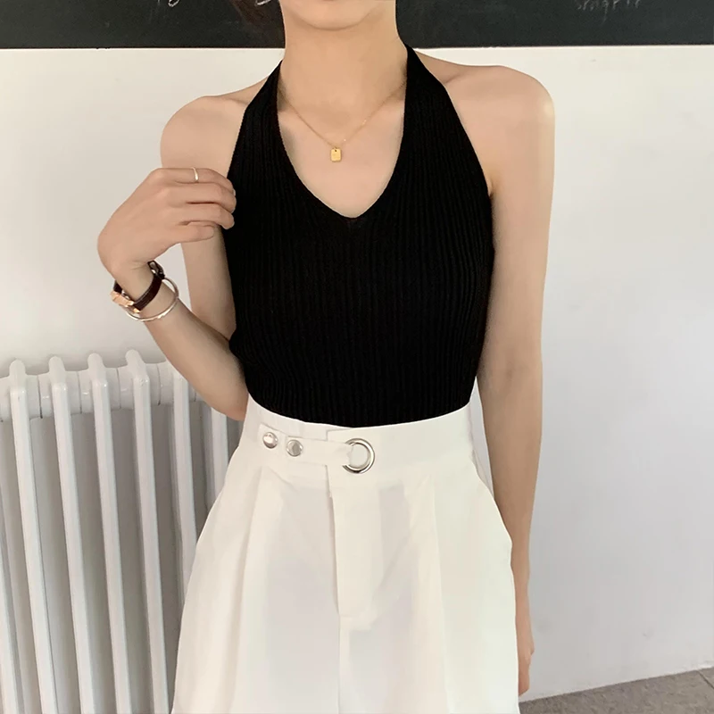 

Women's Halter Sexy Camisole Top 2021 Summer Women Sexy Off-Shoulder Sleeveless Camis Women's Clothing Tanks Tops