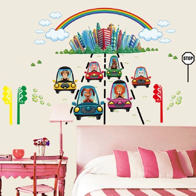 Мультяшные животные вождения наклейки для автомобилей украшения дома Милая