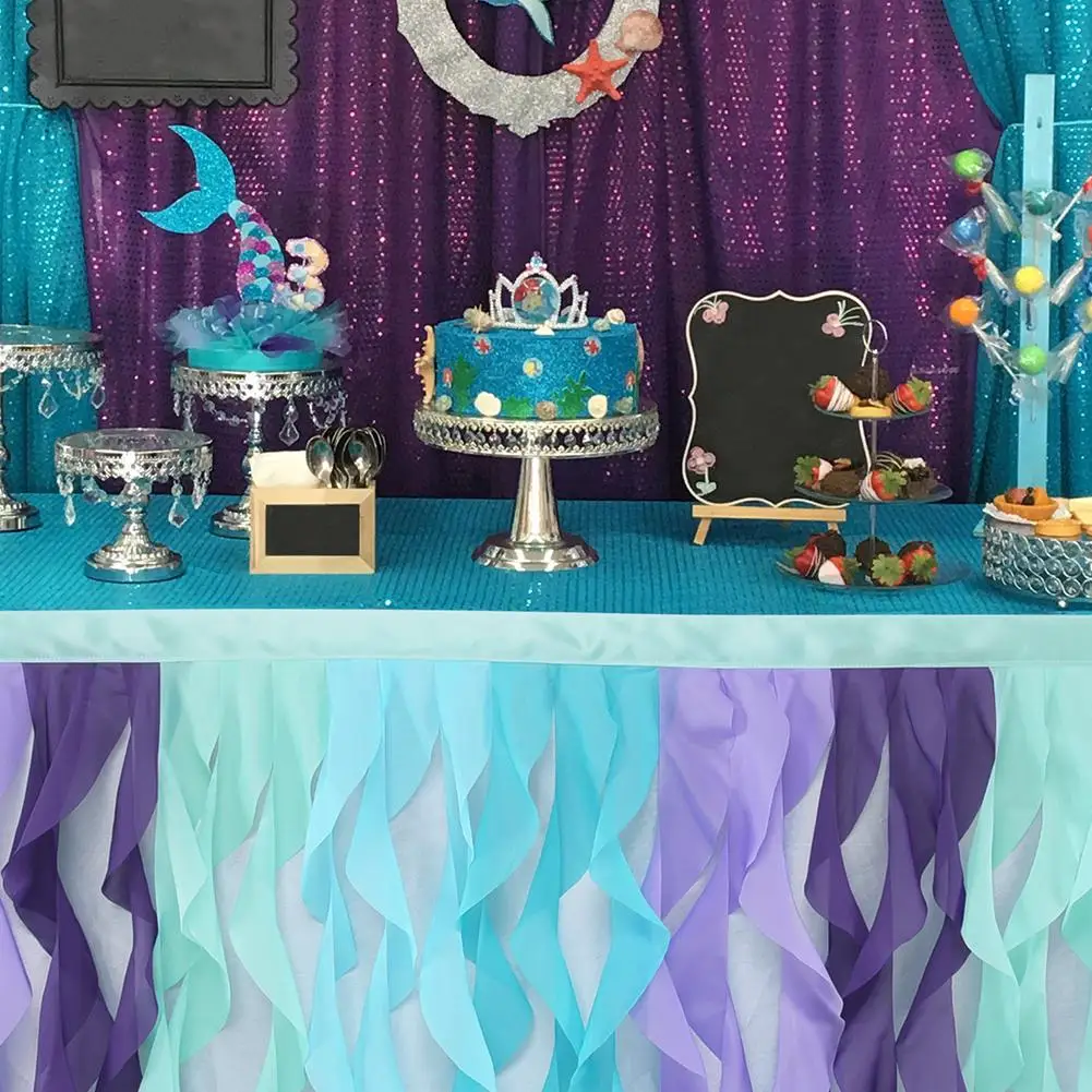 Рождественская серия цветная Тюлевая юбка для стола накидка на юбку день