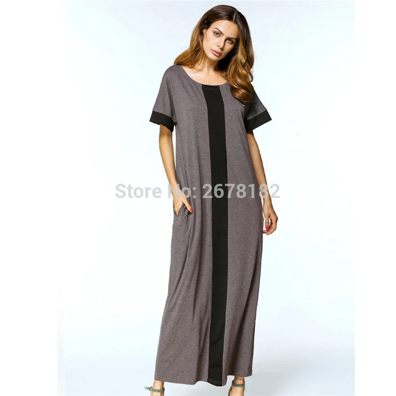 Повседневное мусульманское Макси платье размера плюс платья футболки абайя