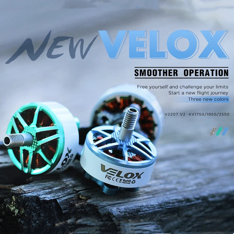 

T-Motor Velox V2207 V2 2207 1750KV 1950KV 5-6S / 2550KV 4S Brushless Motor for FPV Racing Drone Quadcopter Freestyle RC Parts