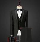Модные мужские костюмы для свадьбы, официальная одежда для жениха, смокинги, индивидуальный заказ, размер и цвет, 3 предмета, куртка, брюки, жилет