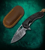 vg10 core steel knife damascus pocket folding knife outdoor camping foldable survival knife portable edc self defense tools