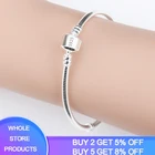 Оригинальный браслет с подвесками и сертификатом, цепочка из серебра 925 пробы 3 мм в виде змеи, подходит для шармовбусин, базовые браслеты для женщин, украшения для рукоделия