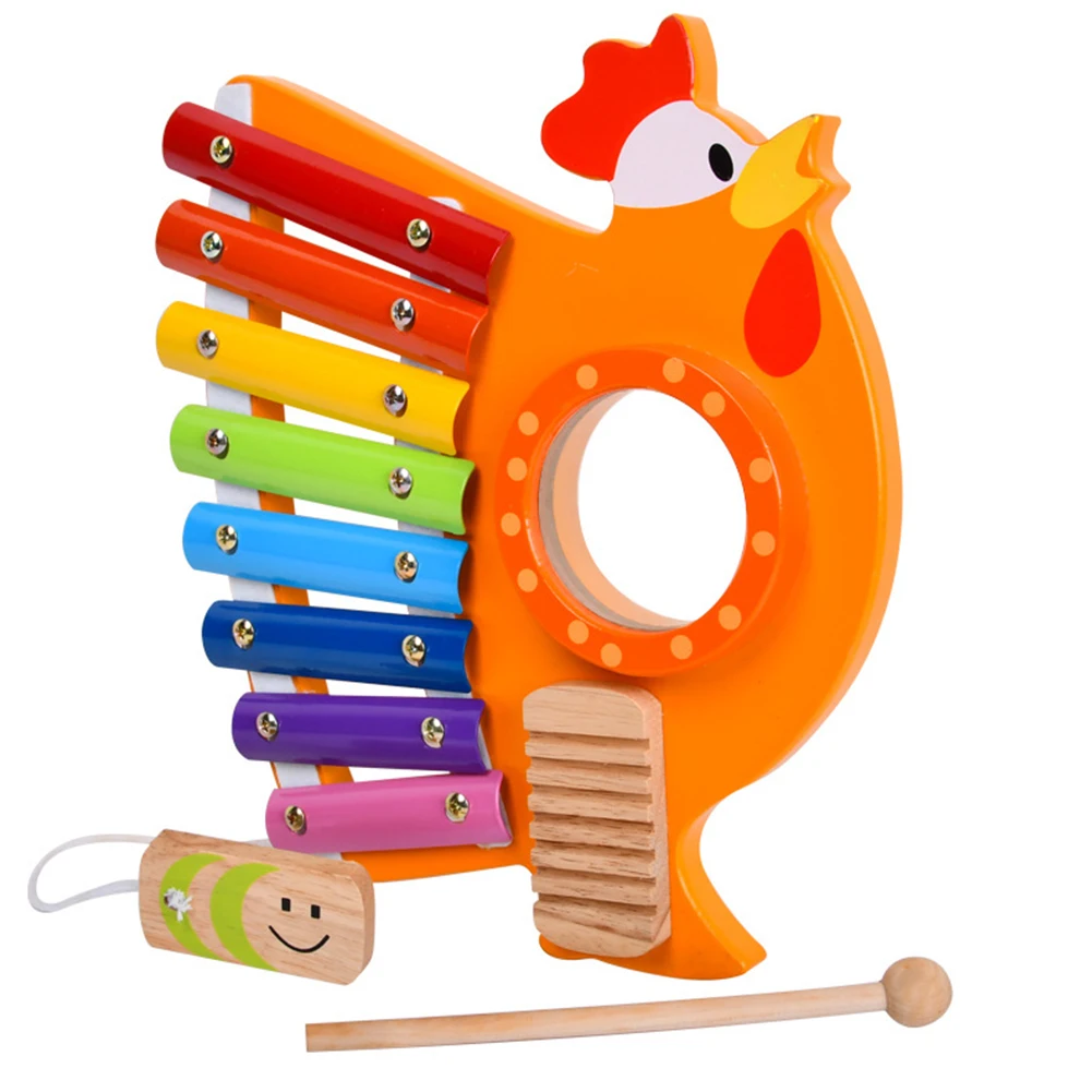 

Wooden Eight-tone Rooster Knock On Piano Toy Colorful Children's Music Toy Early Education Xylophone Percussion Instrument