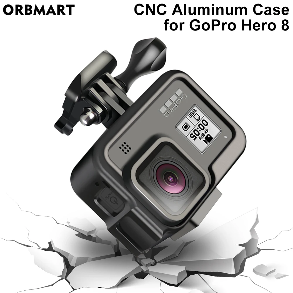 cnc aluminum case for gopro hero 8 black metal frame cage screen protector lens tempered glass for go pro 8 accessories free global shipping