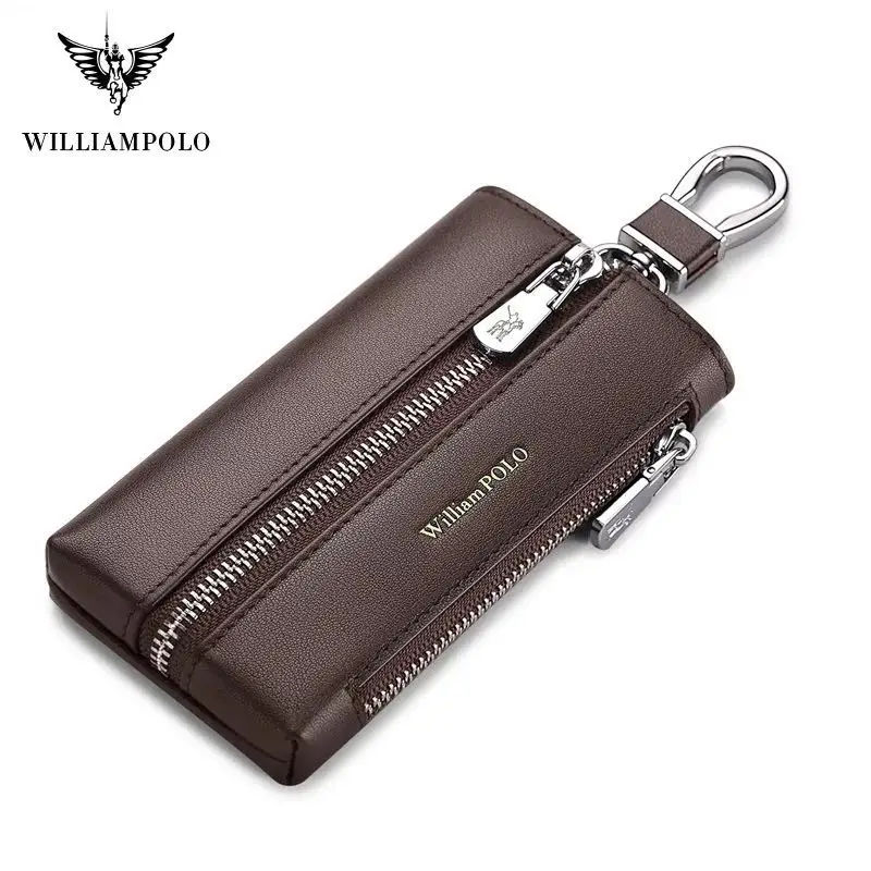 Fashion high-end brand leather car key bag men's multi-function large-capacity carry zipper pure leather waist key coin purse