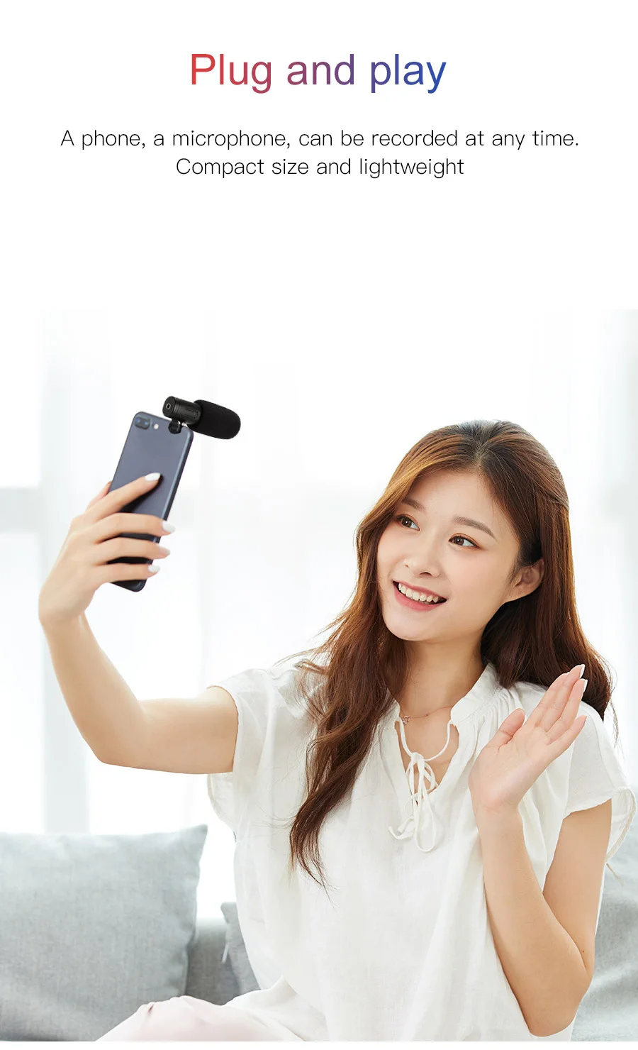 MAMEN Phone Microphone Mini Portable 3.5mm Condenser Phone Video Camera Interview Microphone With Muff For iPhone Samsung Mic