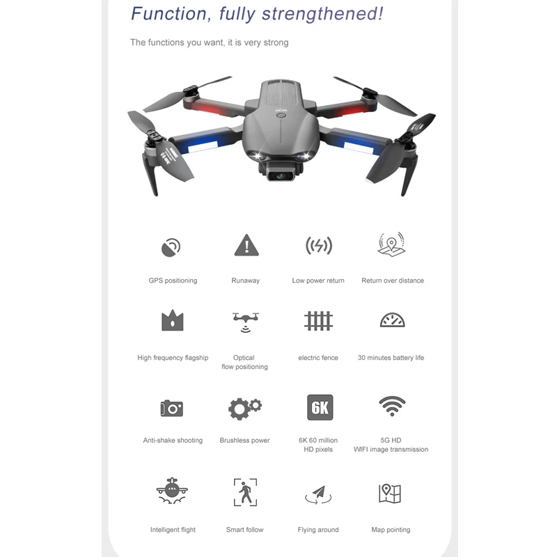 новый f9 дрон gps 6k двухъядерный intel hd