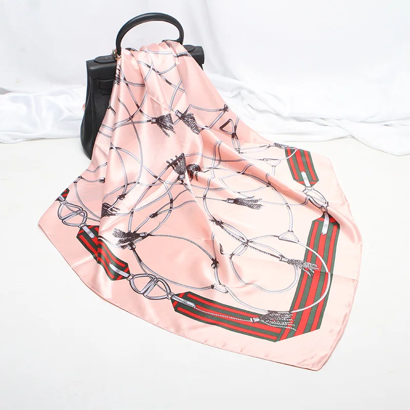 Модный Шелковый шарф платок из атласа шарфы большой размер 90*90 см квадратный