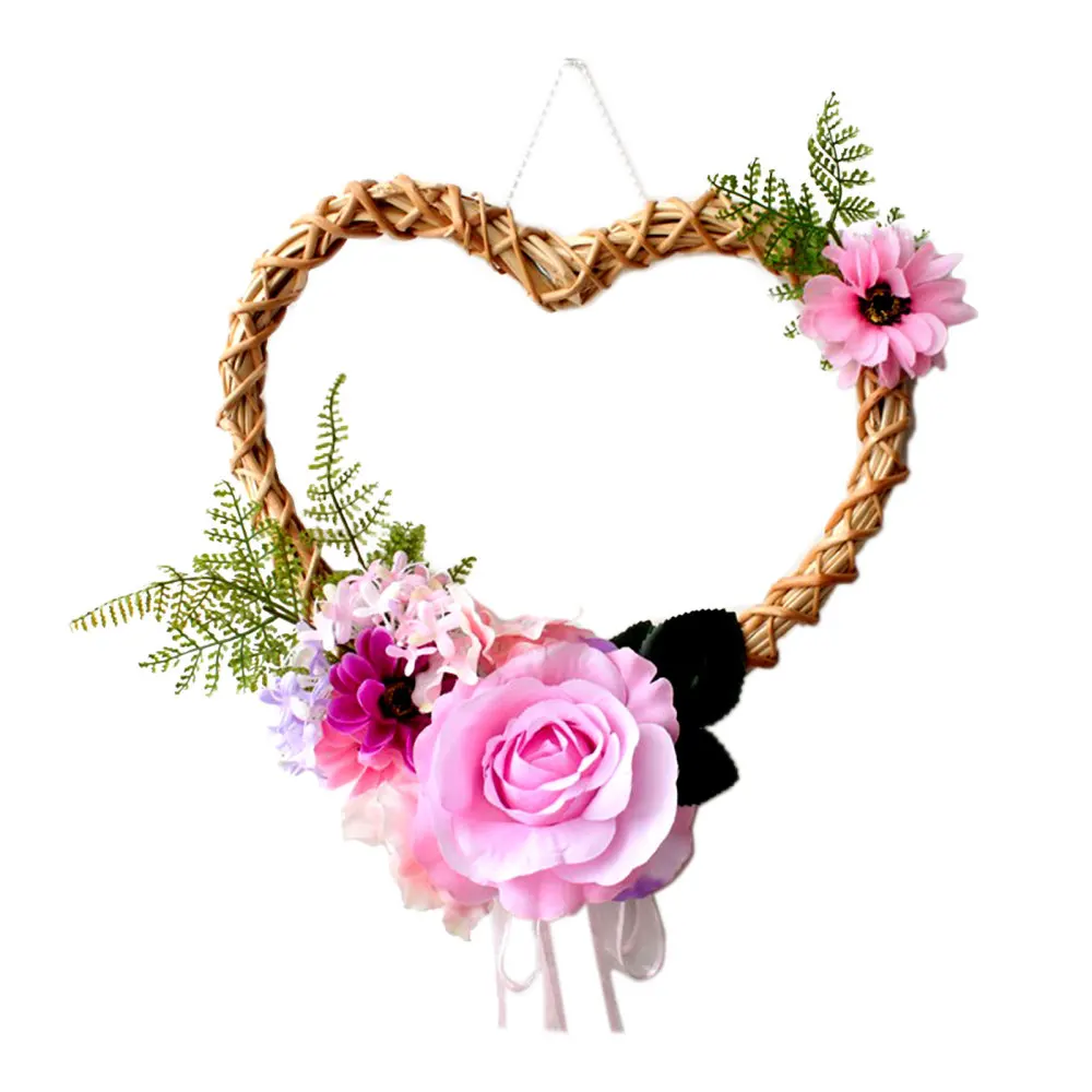

Fake Roses Ornaments Wall Hangers Silk Flower Wreath Home Simulation 30cm Holiday Party Supplies Artificial Flowers Garland