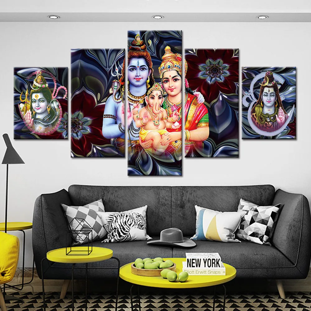 Искусство Shiva индийское искусство фигурка индуистского бога Картина на холсте 5