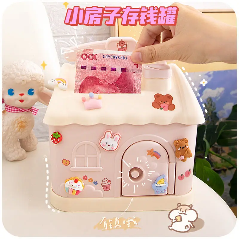 

Ins Kawaii Piggy Bank Lock Large Organizer Storage Box Girls Gift Save Money Change Coin Children Piggy Bank Desktop Decoration