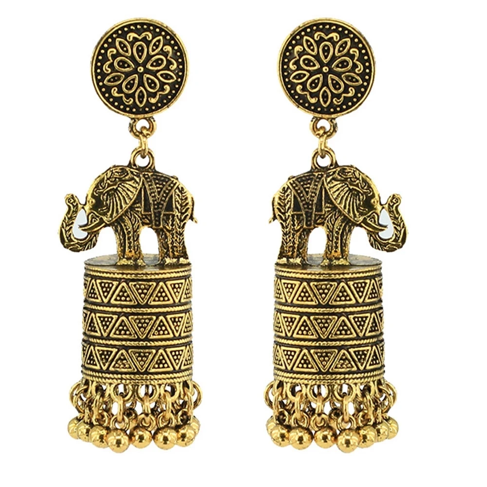 

Vintage Metal Elephant Drop Earrings for Women Boho Thailand Indian Gold Silver Color Animal Earring Gypsy Tribal Jewelry Gift