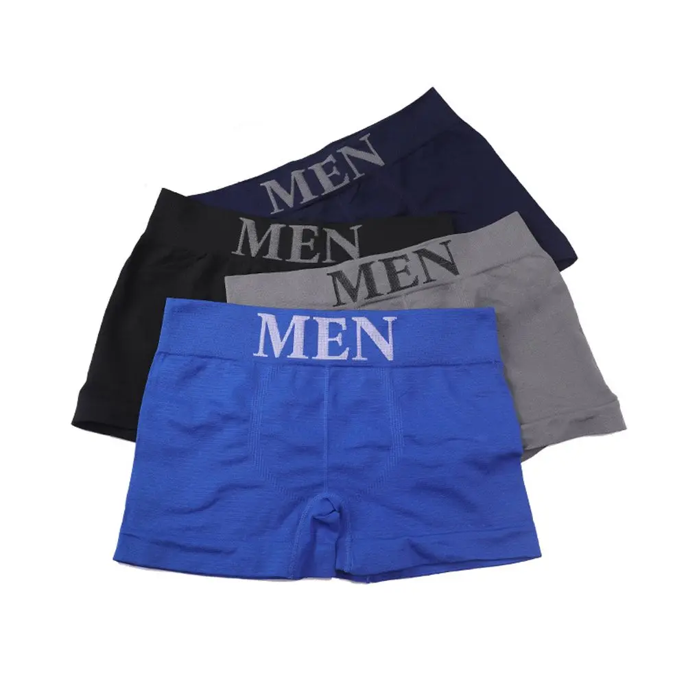

Seamless Boxer Men Underwear Cotton Underpants For Male Letter Pure Solid Panties Free Size Mid Waist Shorts Comfortable Briefs