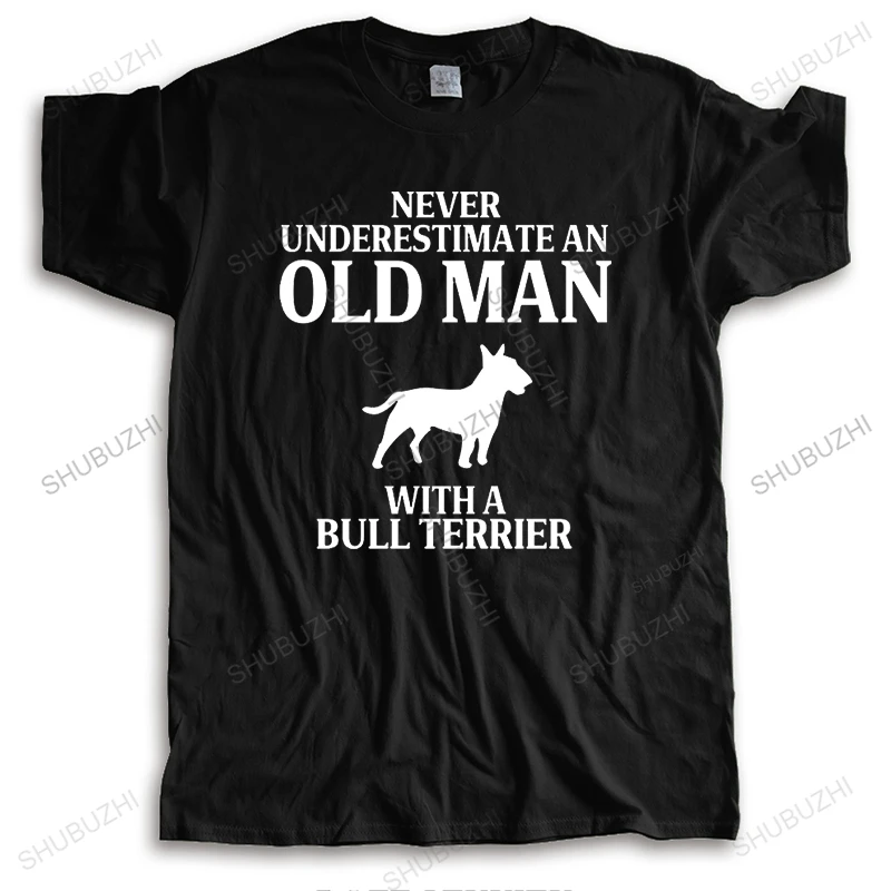 

Man summer crew neck t-shirt fashion cotton t shirts Never Underestimate An Old Man with A Bull Terrier Dad tee-shirt homme tops