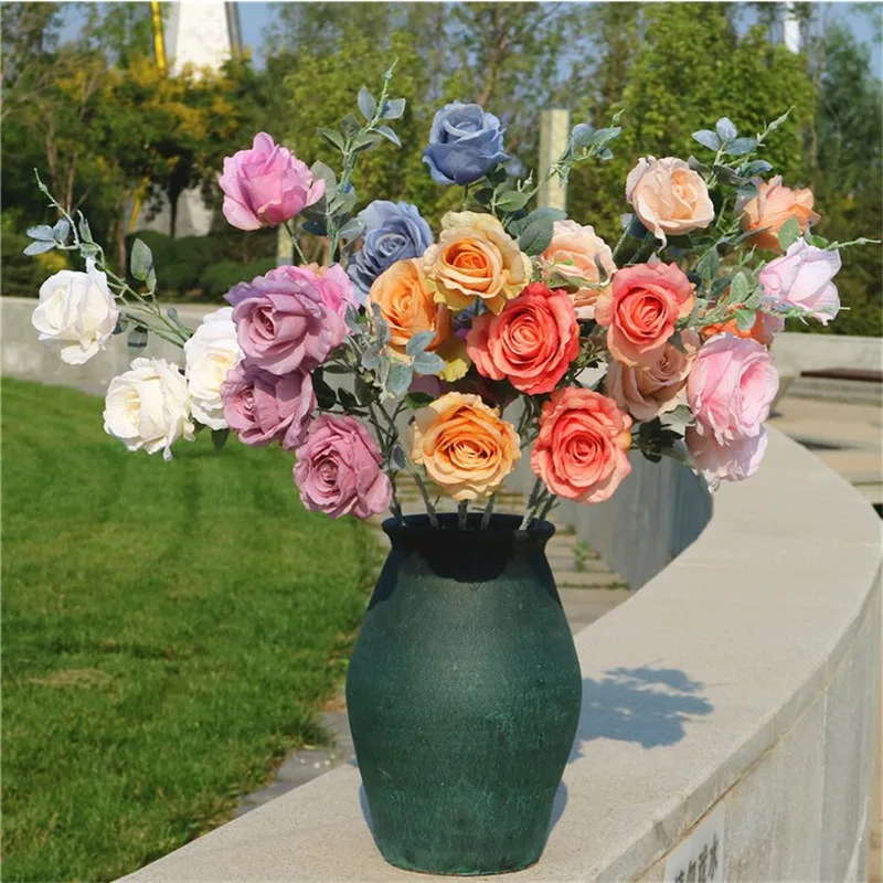 Поддельные с длинными стеблями стекаются Роза (3 головок/шт) 33 46 &quotДлина