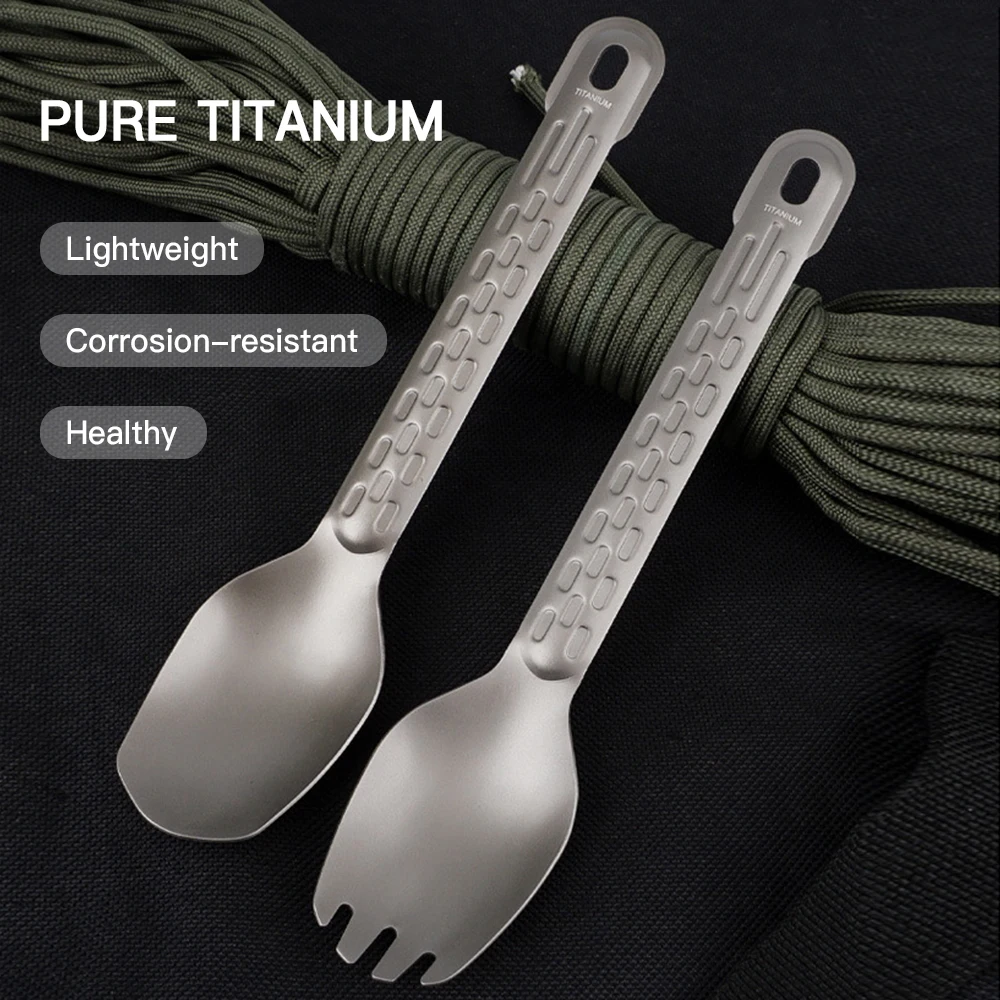 Титановая Ложка Spork для кемпинга ужина столовые приборы улицы Спортивная посуда