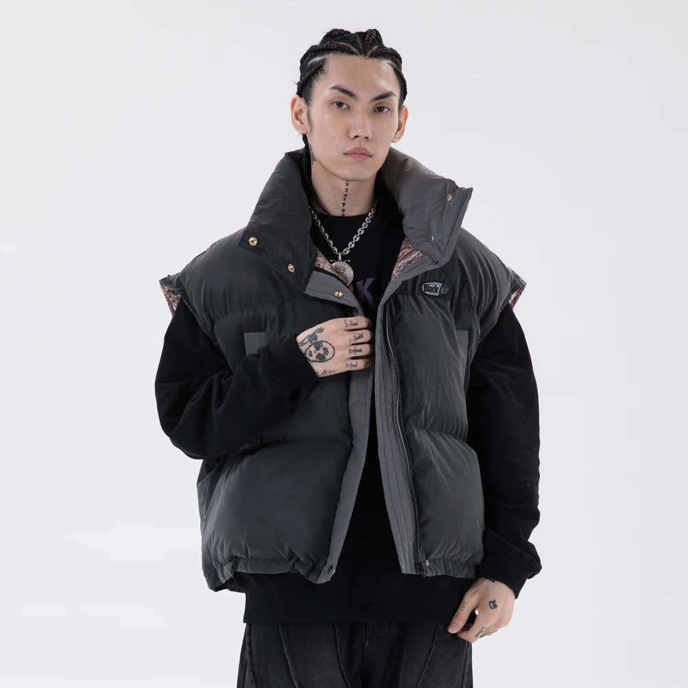

Men's Winter Warm Jacket Vest Sleeveless Coat Reflective Padded Puffer Jacket Oversize Male Parka Men's Clothing
