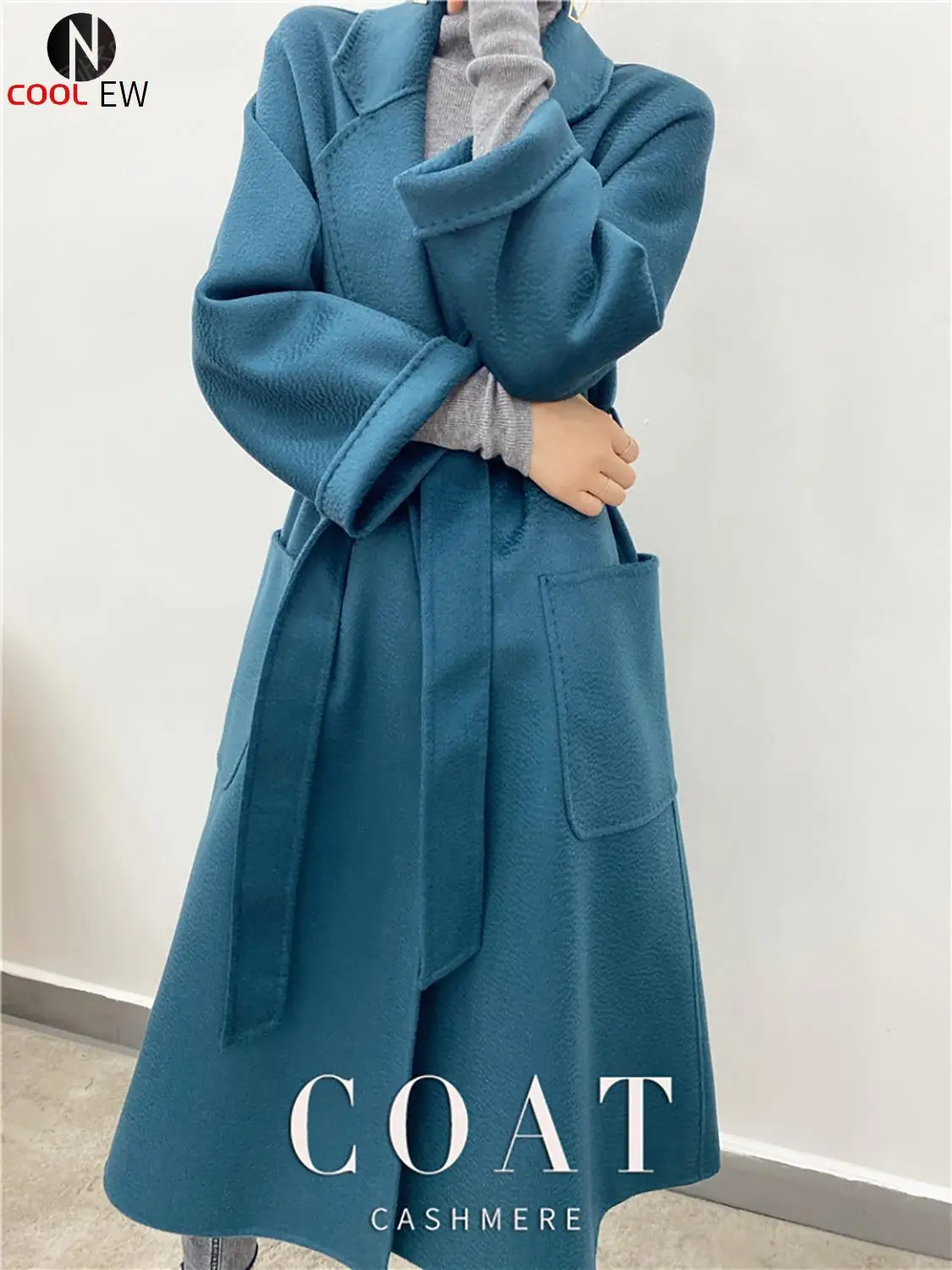 

2021 autumn and winter new fashion cashmere coat women's long coat