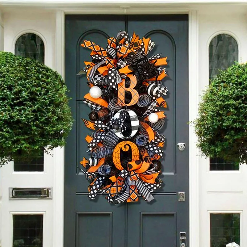

VERDIOS Halloween Wreath Door Hanging Decoration Pumpkin Door Wreath Unique Decor Home Party Supplies for Front Door Outdoor