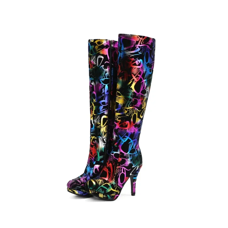 

women boots waterproof platform knee-length boots super high stiletto round toe fashion boots warm botas de invierno para mujer