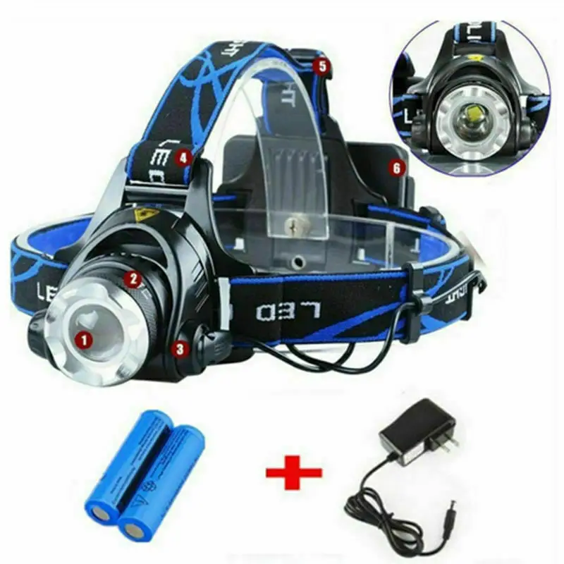 Светодиодный налобный фонарь для рыбалки головной светильник 3x T6 светодиодный