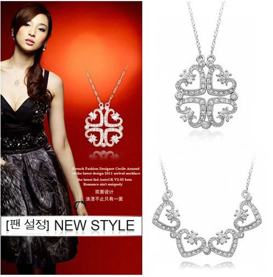 Кожаное ожерелье с четырьмя сердечками и стразами | Украшения аксессуары