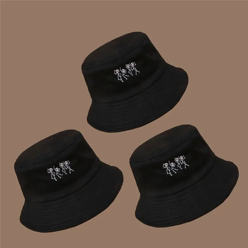

2021 Cotton Cartoons Skull Bucket Hat Fisherman Hat Travel Sun Cap Hats for Men and Women 105