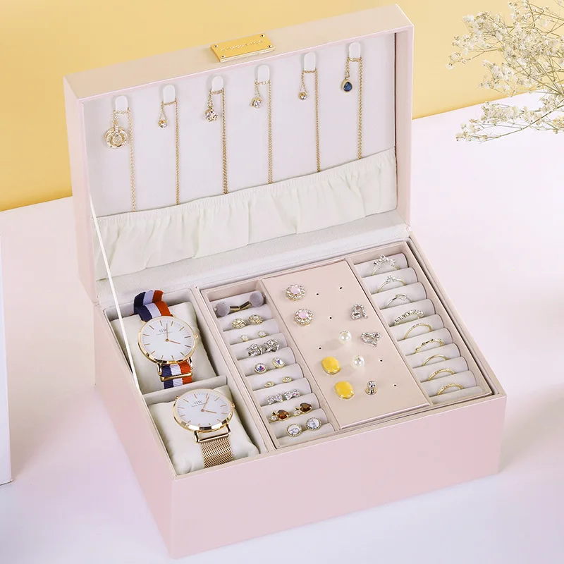 Органайзер для ювелирных изделий большой емкости новинка 2019 шкатулка кожаный