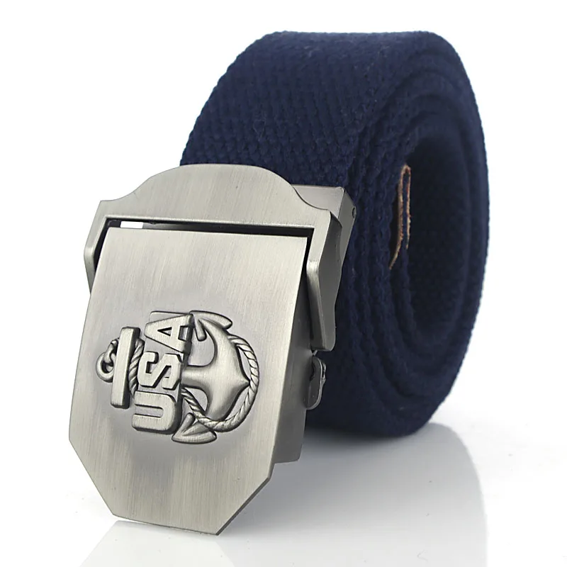 

Men's Canvas belt USA Navy new metal buckle military Army tactical s for Male top quality men strap green