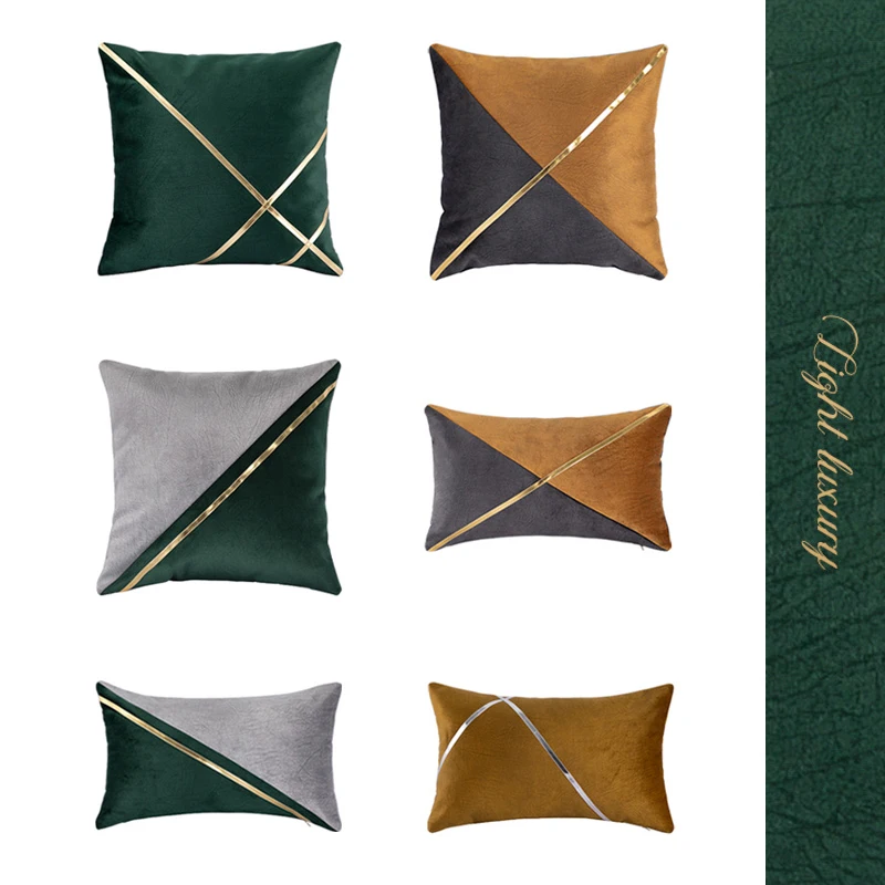 

Легкая Роскошная Современная Минималистичная декоративная наволочка 45*45 30*50 в стиле пэчворк, зеленая наволочка для дивана, наволочка для го...