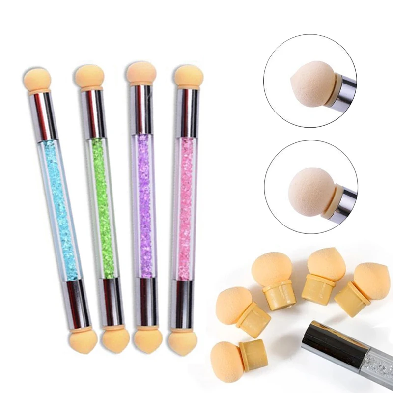 Набор градиентных губчатых ручек для дизайна ногтей цветные точечные кисти