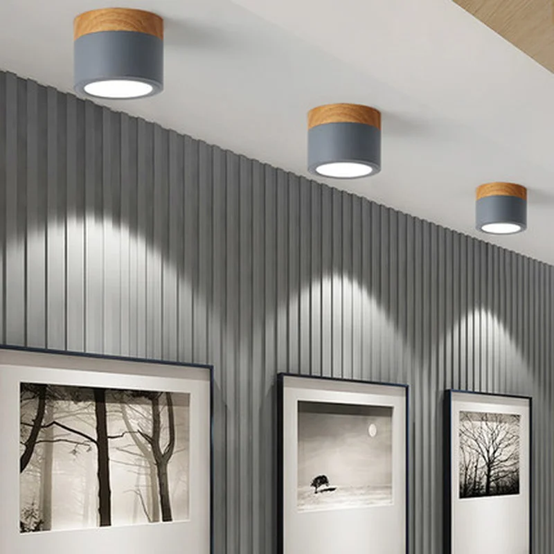 Современные потолочные светильники в скандинавском стиле железный + деревянный