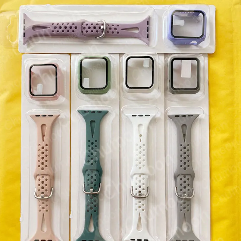 

Slim Case+Strap For Apple Watch Band 40mm 44mm 41mm Breathable Strap 38 42 45mm Silicone Wristband For iWatch 3 4 5 6 SE 7 Band