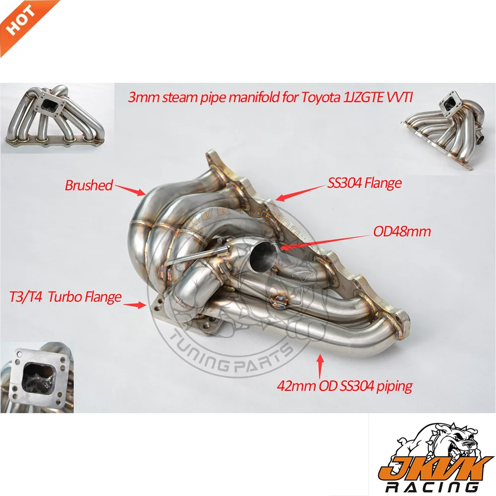 Паровая труба JKVK RACING 3 мм T3/T4 турбоколлектор + T4 GT35 анти-всплескивающий Тип турбо 44