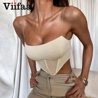 viifaa apricot contrast mesh corset top spaghetti strap sexy summer women streetwear going out slim crop tops
