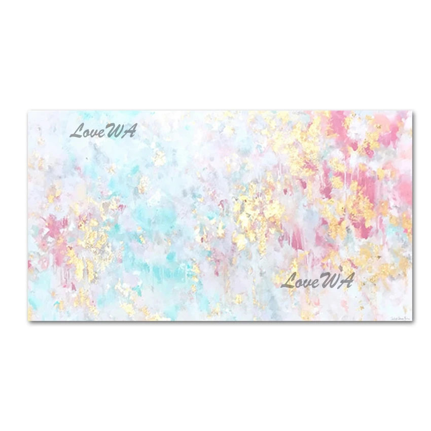 

Simple Light Color Design 100% Hand-painted No Frame Gold Foil Oil Painting Hot Selling Canvas Wall Decorative Art For Bedroom