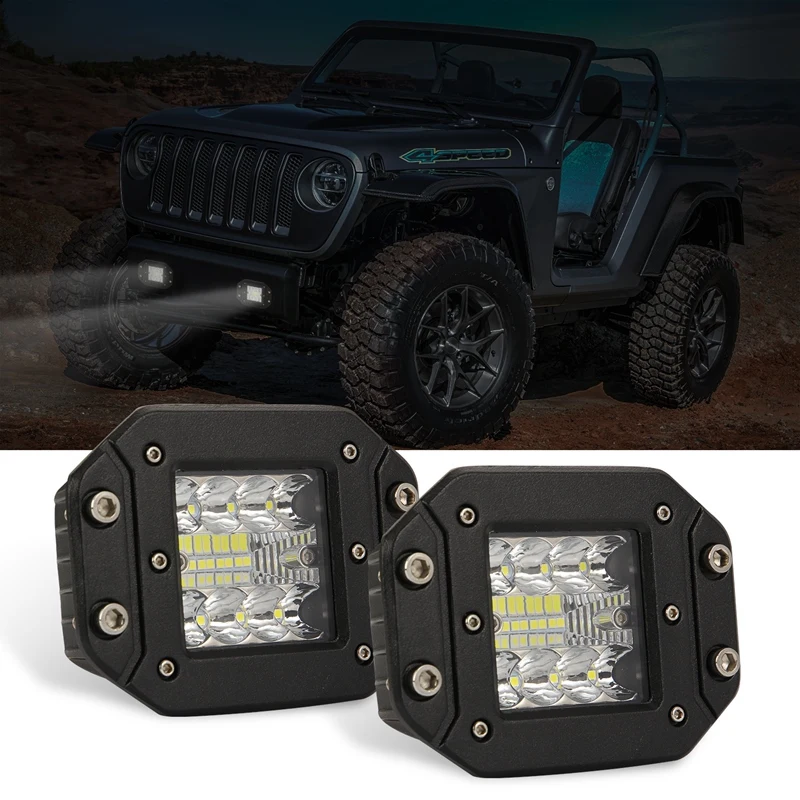 

48W 4800LM Embedded Spot Flood Car LED Work Lights Auto Truck SUV Boat Off-Road Lamp Flush Mount