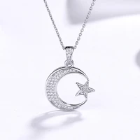 sodrov 925 sterling silver moon and star pendant necklace for women silver jewelry moon necklace crescent moon necklace