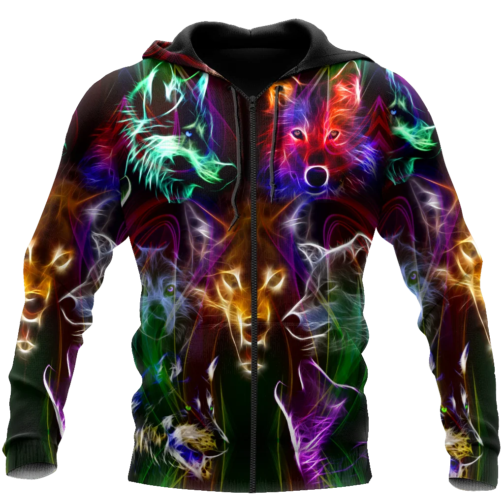 Художественная толстовка с капюшоном и принтом волка 5XL | Мужская одежда