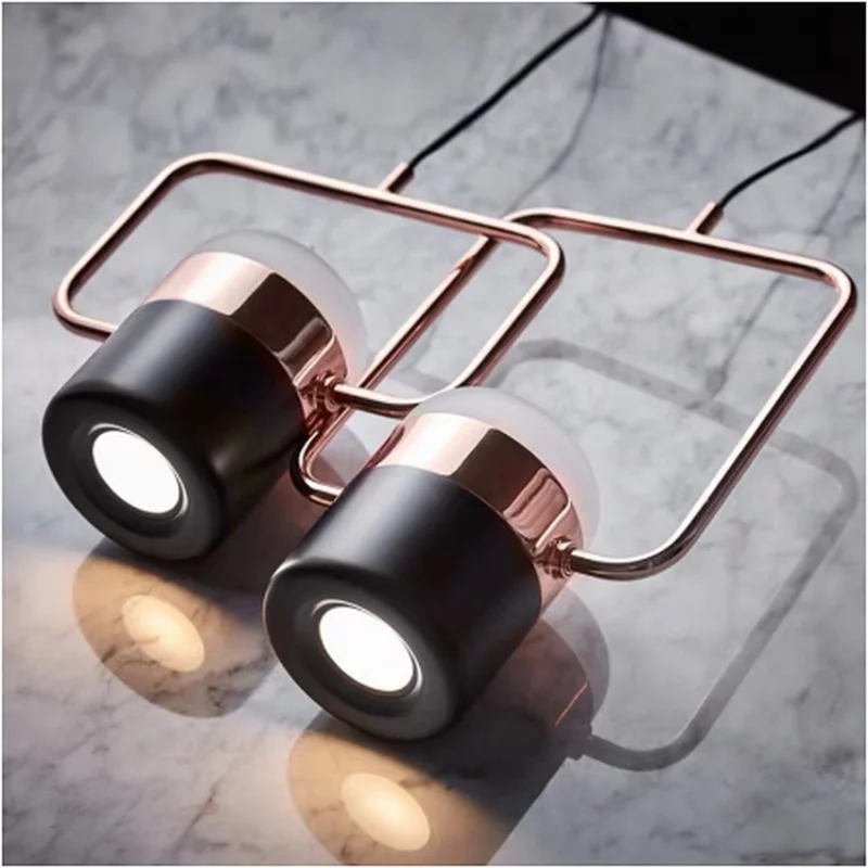 

New nordic simple postmodern led pendant light plated rose gold wrought iron suspension lamp dining room bedroom hanglamp MJ1010