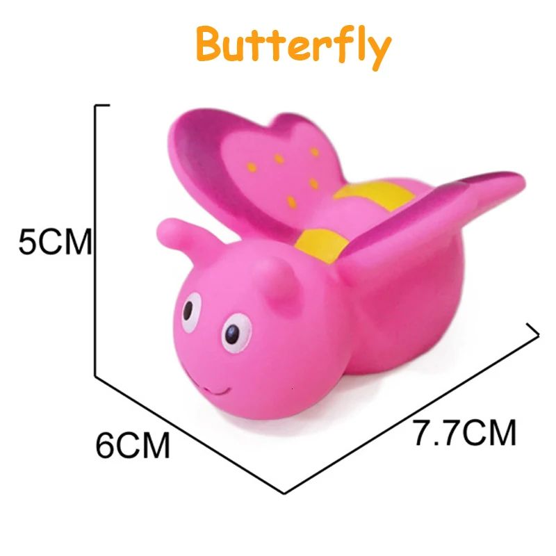 butterfly 1 шт. детские игрушки для ванной мягкие резиновые утки сжимаемые звук поплавок животные ванная комната игрушки для плавания для детей мальчиков и девочек - Цвет: butterfly