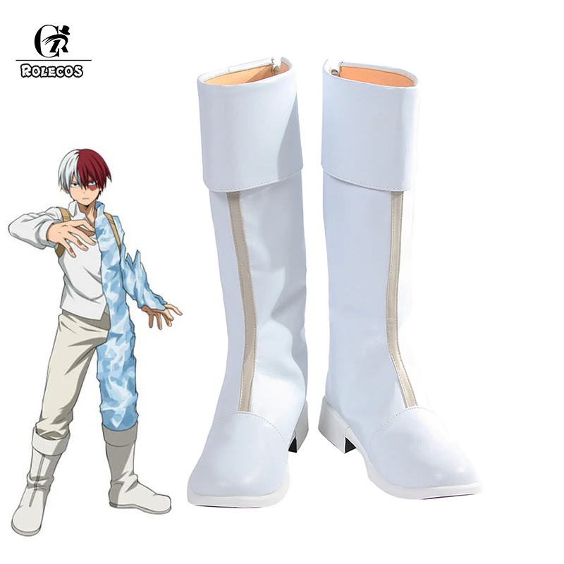 ROLECOS аниме MHA Косплэй белые туфли Todoroki шото для Для мужчин из искусственной кожи