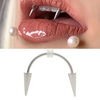 1pc vampire fangs dracula nail surgical steel smiley piercing jewelry septum piercing body decorations zombie teeth hiphoprock