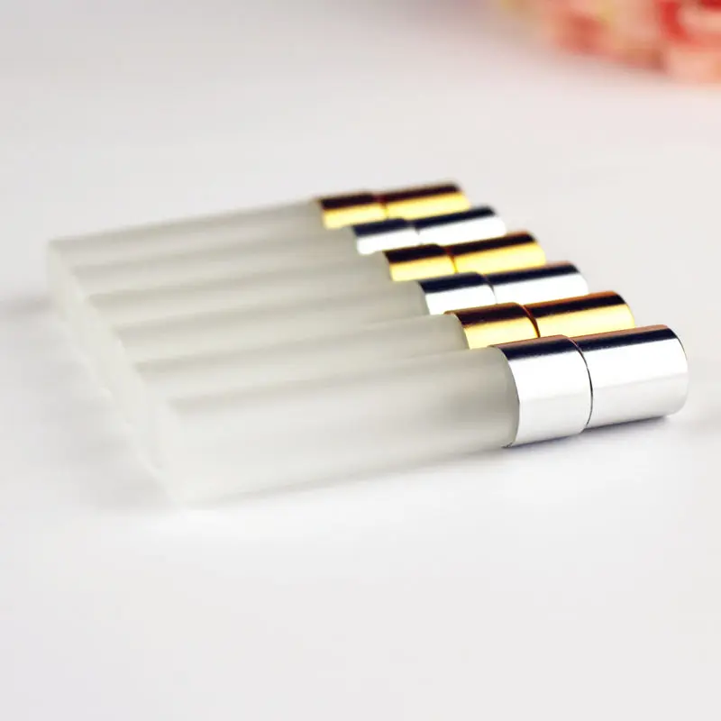 

100pcs/lot 5ml 10ml Frosting Glass Spray Bottle Travel Perfume Bottle With Gold Silver Atomizer Refillable Aluminium Pump