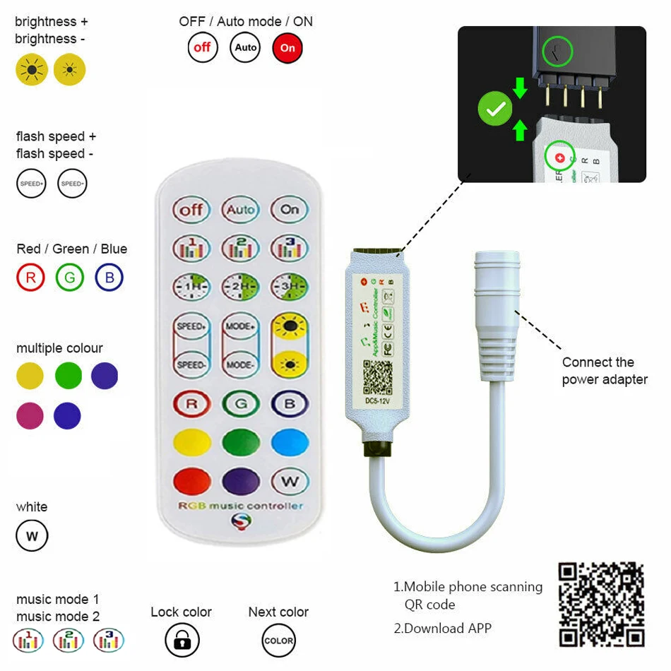 Светодиодная лента 16 4 футов 32 8 5 м 10 5050 30 светодисветодиодный s/m RGB с 24-кнопочным ИК