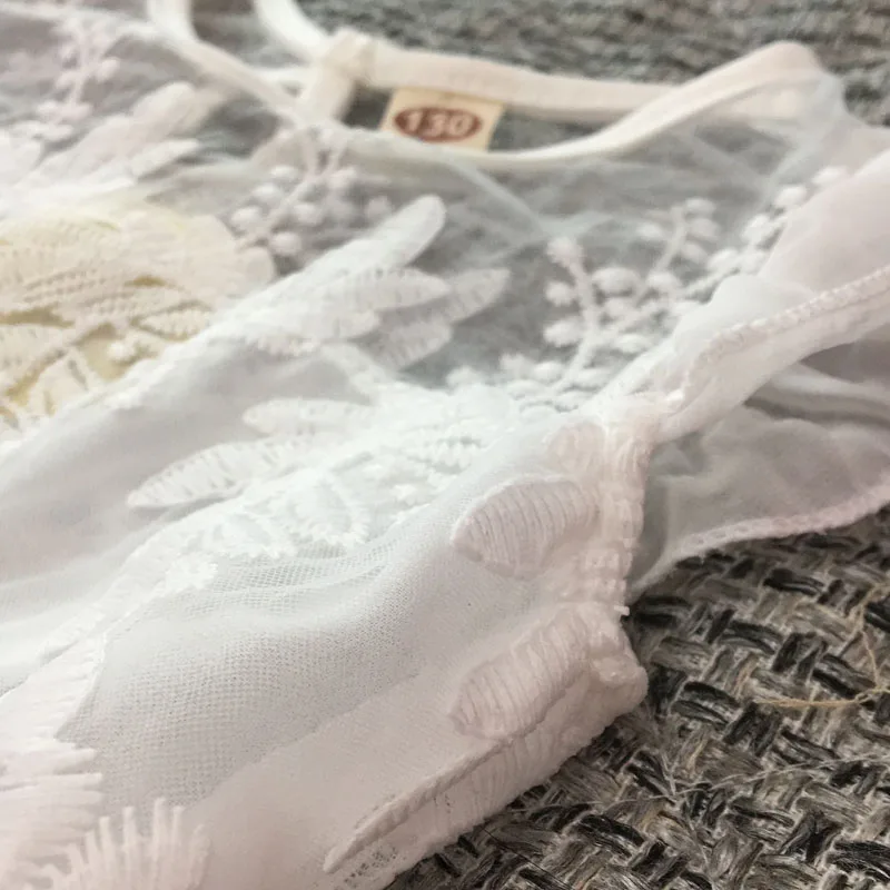 MERI AMMI костюм для маленьких девочек Кружевная футболка без рукавов Топ с