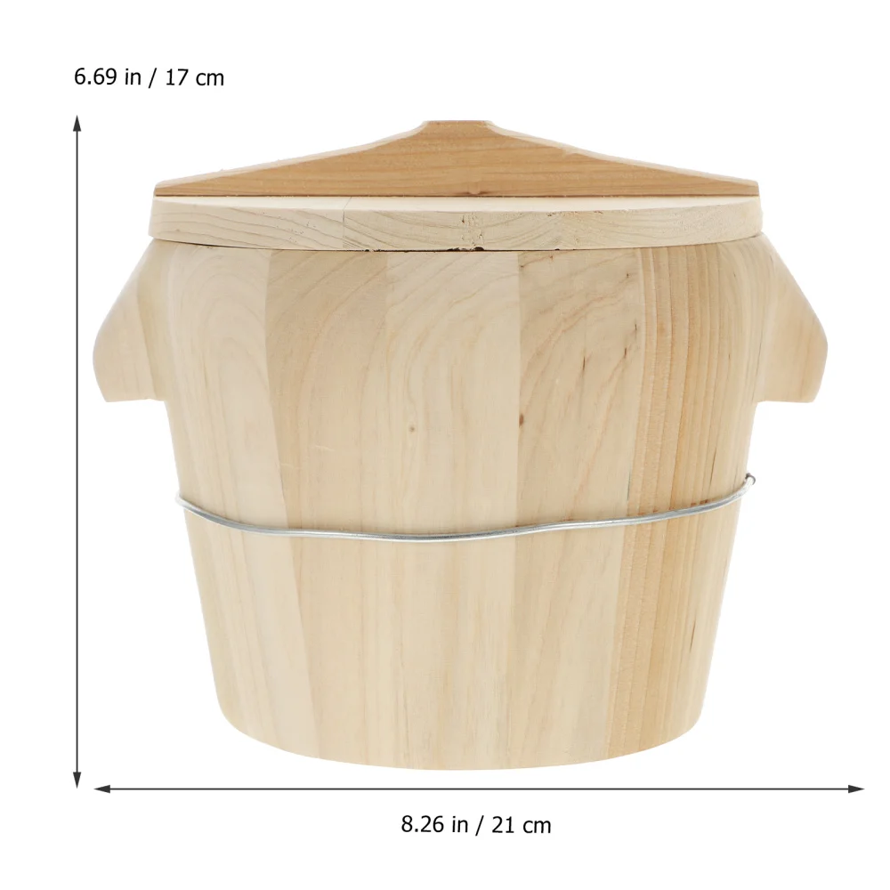 

1pc Wooden Flat Lid Rice Steamer Unique Steamed Rice Bucket for Kitchen